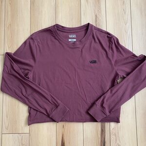 Vans Women's Long Sleeve Crop Top - Maroon